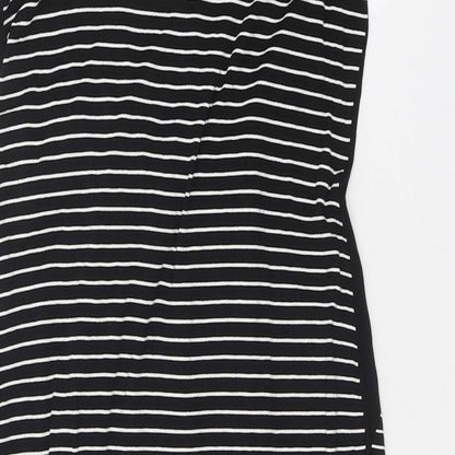 NEXT Womens Black Striped Polyester Skater Dress Size 12 Round Neck Pullover