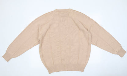 The Men's Wear Mens Beige Round Neck Cotton Pullover Jumper