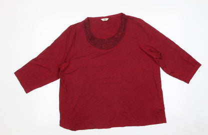 Womens UK Size 12 Marks and Spencer Red Basic T-Shirt