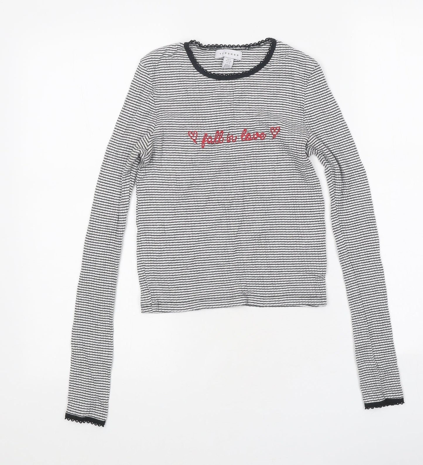 Womens UK Size 8 Topshop White Cropped T-Shirt