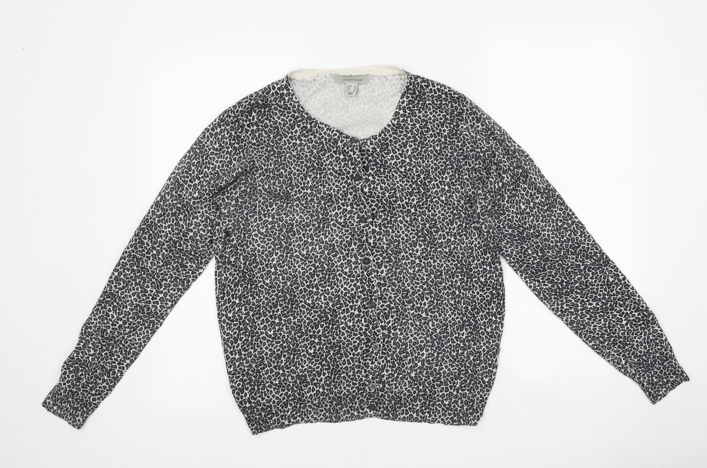 Primark Womens Multicoloured Round Neck Animal Print Polyester Cardigan Jumper Size 14