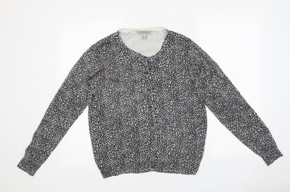 Primark Womens Multicoloured Round Neck Animal Print Polyester Cardigan Jumper Size 14
