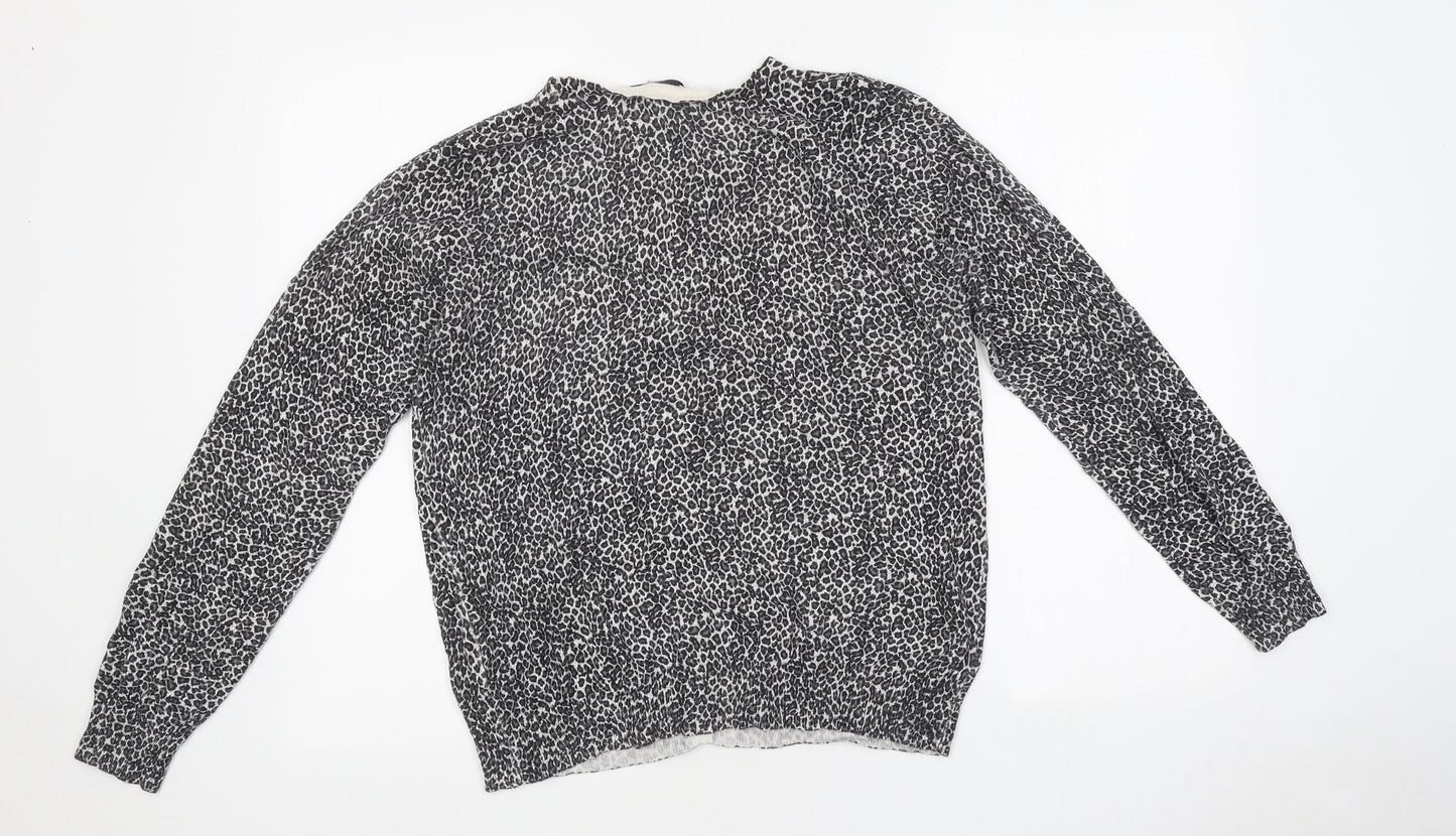 Primark Womens Multicoloured Round Neck Animal Print Polyester Cardigan Jumper Size 14