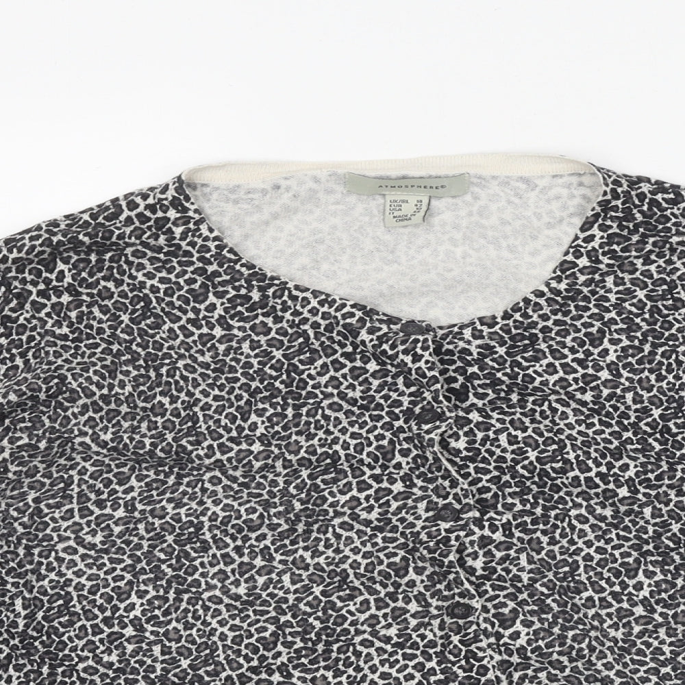 Primark Womens Multicoloured Round Neck Animal Print Polyester Cardigan Jumper Size 14