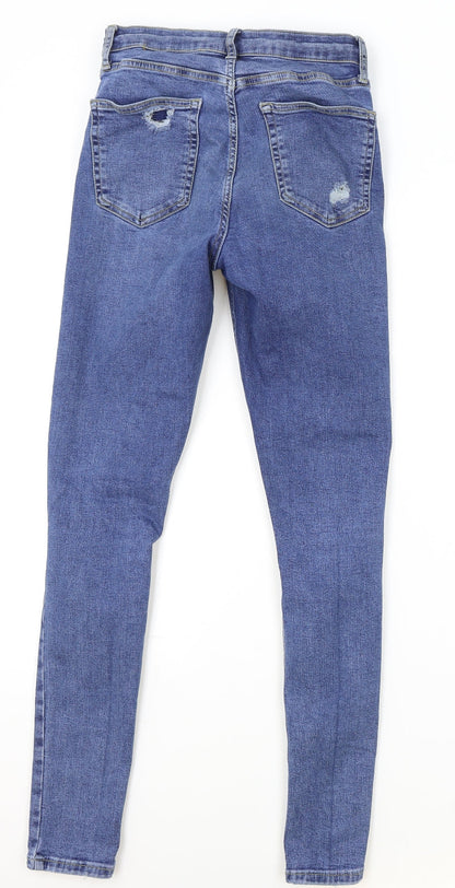 Topshoop Womens Blue Cotton Skinny Jeans Size 28 in L34 in Regular Button