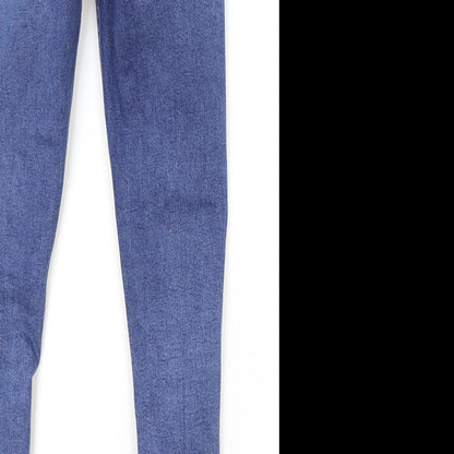 Topshoop Womens Blue Cotton Skinny Jeans Size 28 in L34 in Regular Button