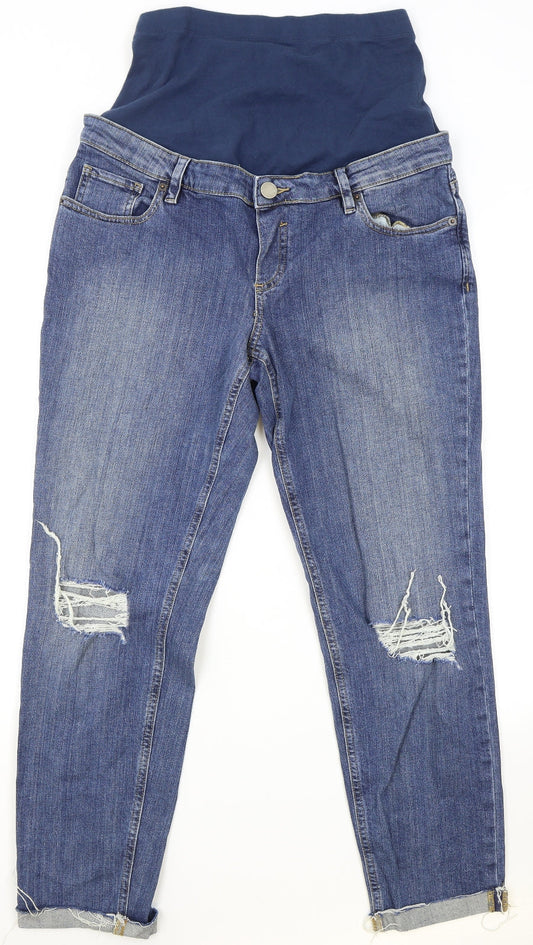 ASOS Womens Blue Cotton Straight Jeans Size 10 L27 in Regular Button