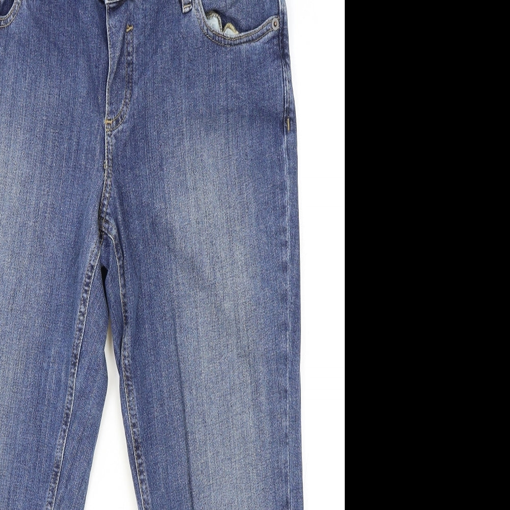 ASOS Womens Blue Cotton Straight Jeans Size 10 L27 in Regular Button