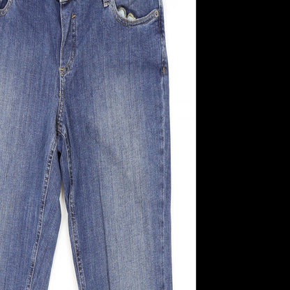 ASOS Womens Blue Cotton Straight Jeans Size 10 L27 in Regular Button