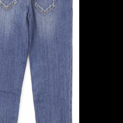 ASOS Womens Blue Cotton Straight Jeans Size 10 L27 in Regular Button