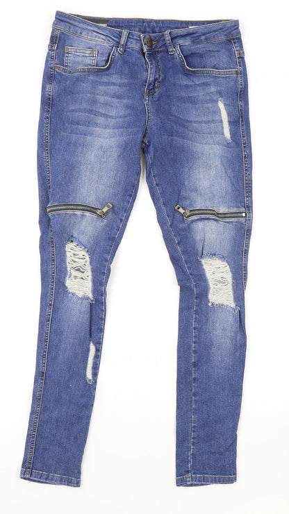 Bee Inspired Mens Blue Cotton Skinny Jeans Size 30 in L29 in Slim Zip