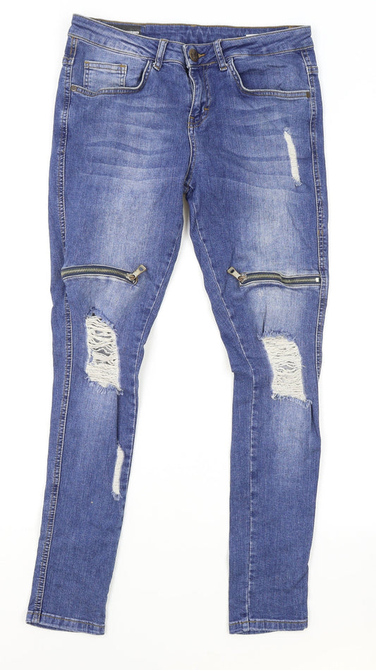 Bee Inspired Mens Blue Cotton Skinny Jeans Size 30 in L29 in Slim Zip