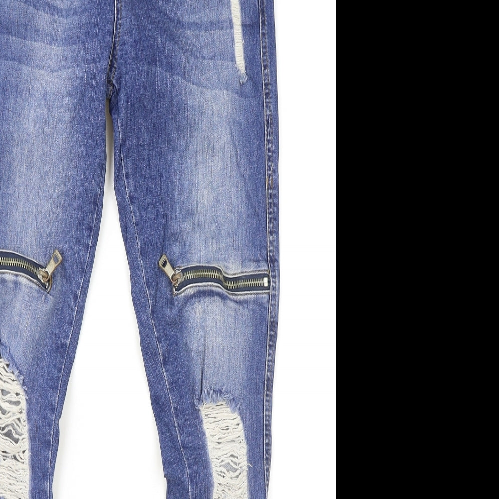 Bee Inspired Mens Blue Cotton Skinny Jeans Size 30 in L29 in Slim Zip