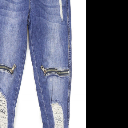 Bee Inspired Mens Blue Cotton Skinny Jeans Size 30 in L29 in Slim Zip