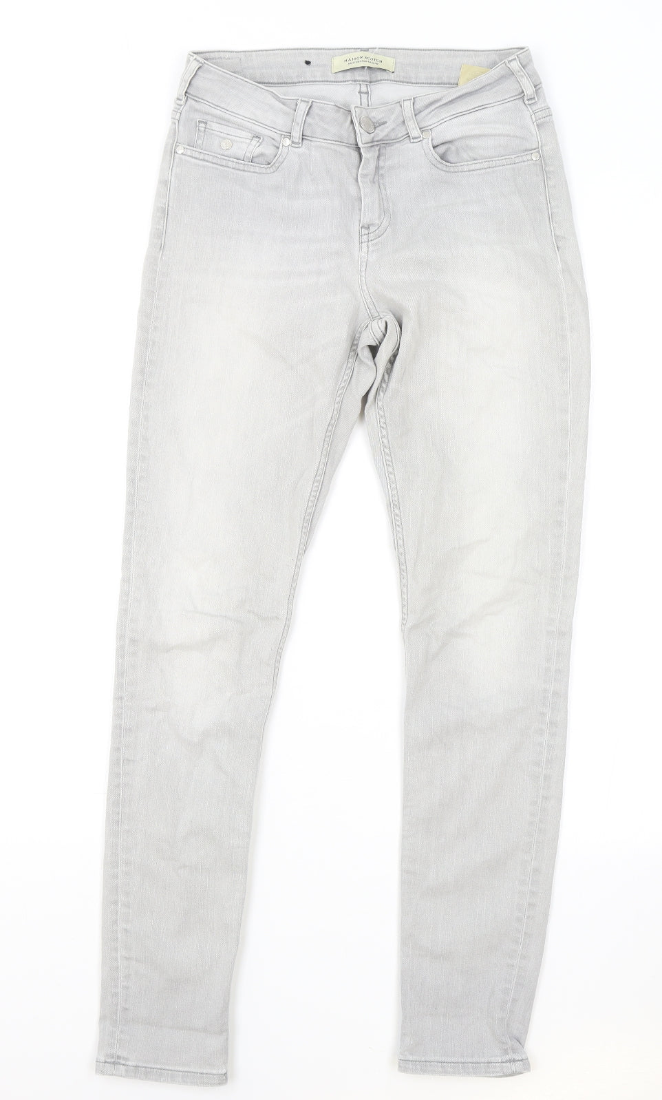 Maison Scotch Mens Grey Cotton Skinny Jeans Size 27 in L32 in Regular Zip