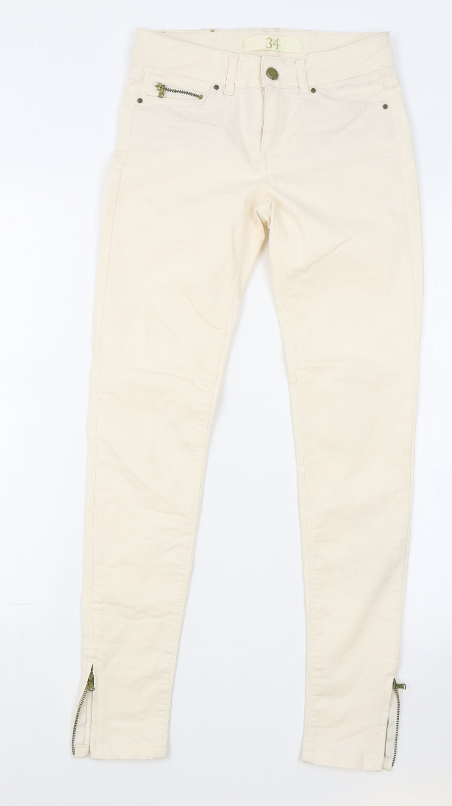 Zara Womens Orange Cotton Skinny Jeans Size 4 L27 in Regular Zip - Light Peach Colour