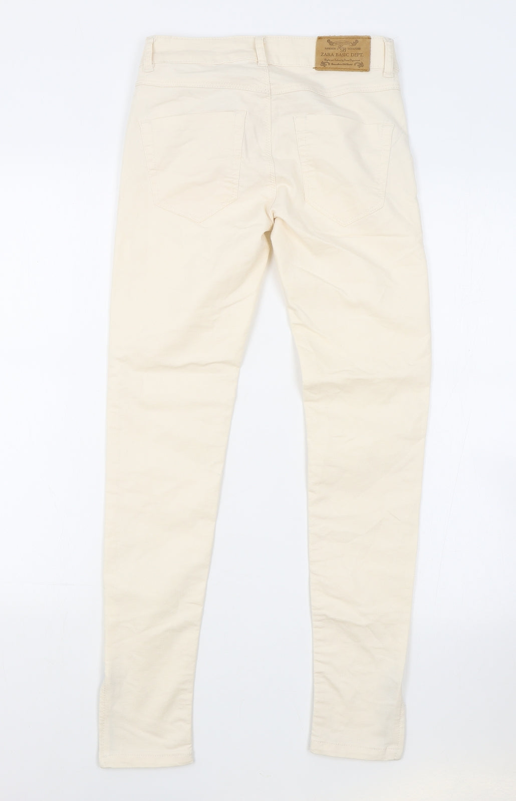 Zara Womens Orange Cotton Skinny Jeans Size 4 L27 in Regular Zip - Light Peach Colour