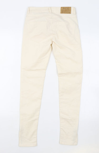 Zara Womens Orange Cotton Skinny Jeans Size 4 L27 in Regular Zip - Light Peach Colour