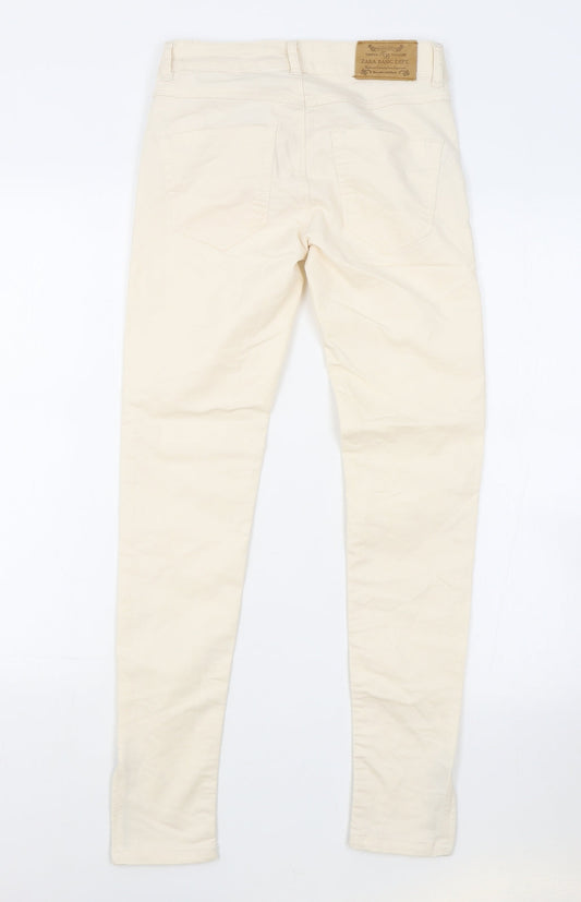 Zara Womens Orange Cotton Skinny Jeans Size 4 L27 in Regular Zip - Light Peach Colour
