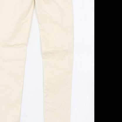 Zara Womens Orange Cotton Skinny Jeans Size 4 L27 in Regular Zip - Light Peach Colour