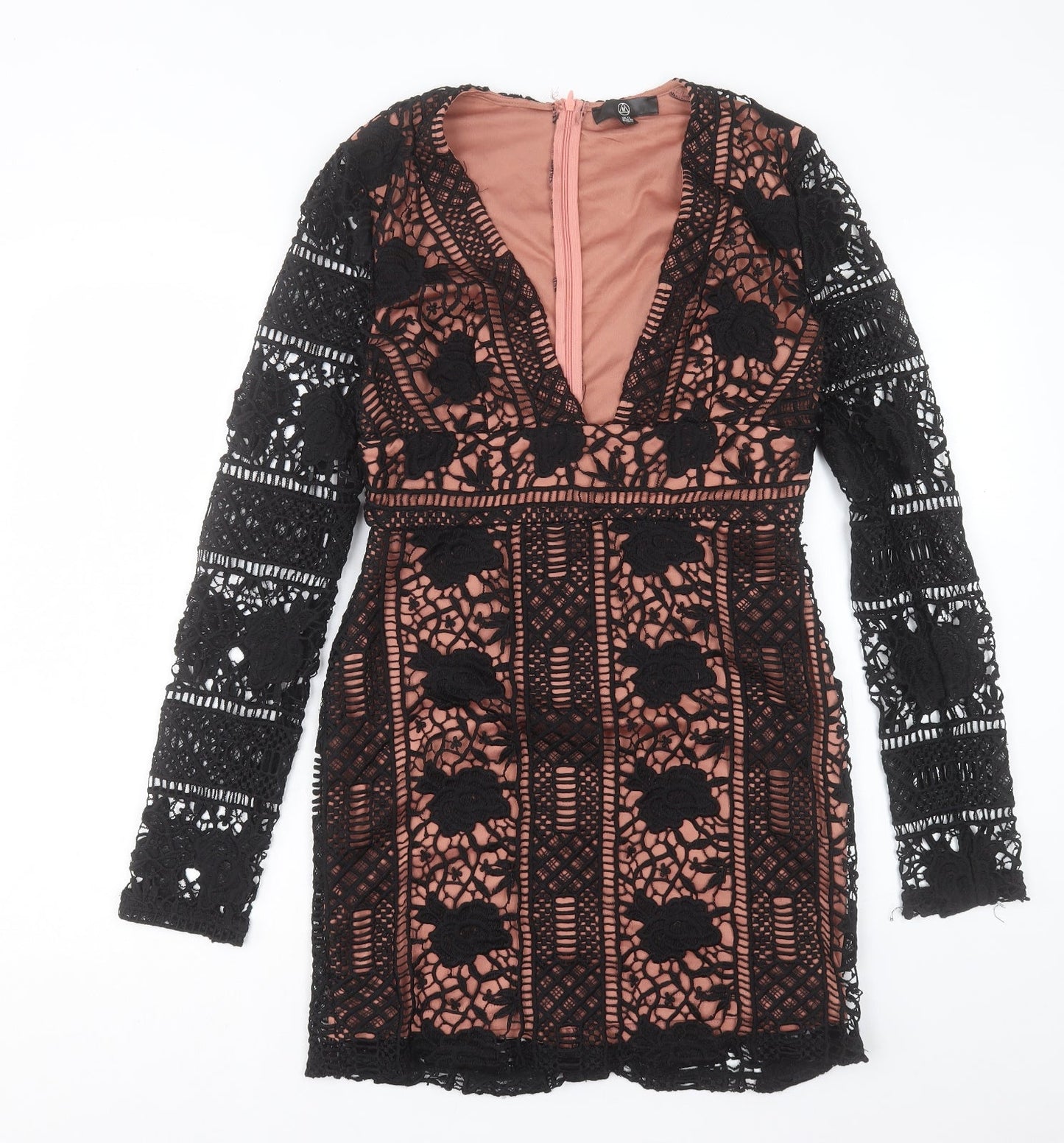 Missguided Womens Pink Polyester Shift Size 12 V-Neck Zip