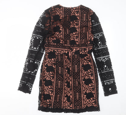 Missguided Womens Pink Polyester Shift Size 12 V-Neck Zip