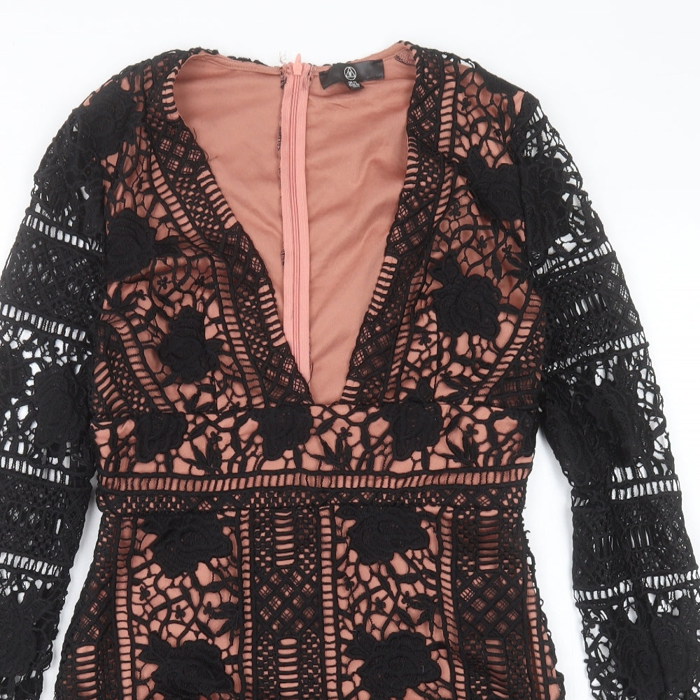 Missguided Womens Pink Polyester Shift Size 12 V-Neck Zip