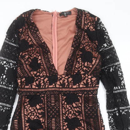 Missguided Womens Pink Polyester Shift Size 12 V-Neck Zip