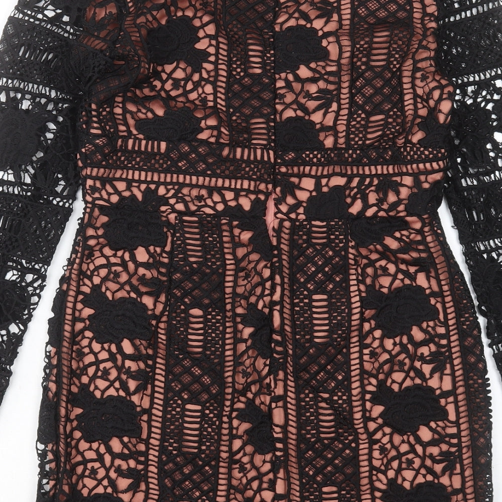 Missguided Womens Pink Polyester Shift Size 12 V-Neck Zip