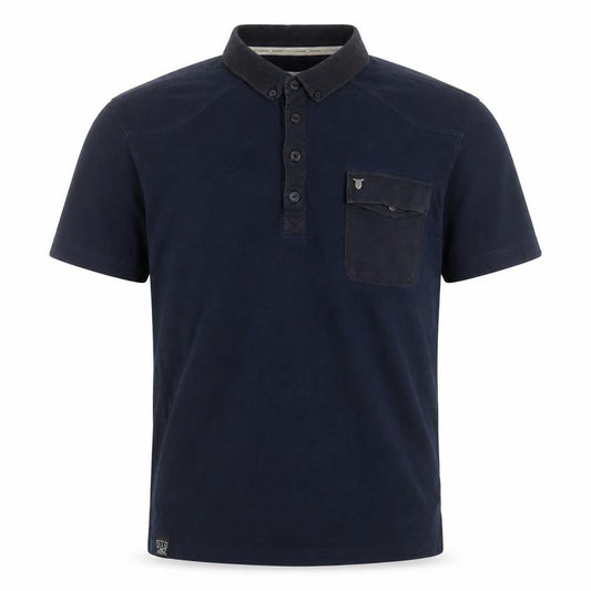 883 Police Mens Blue Cotton Polo Size S Collared Button