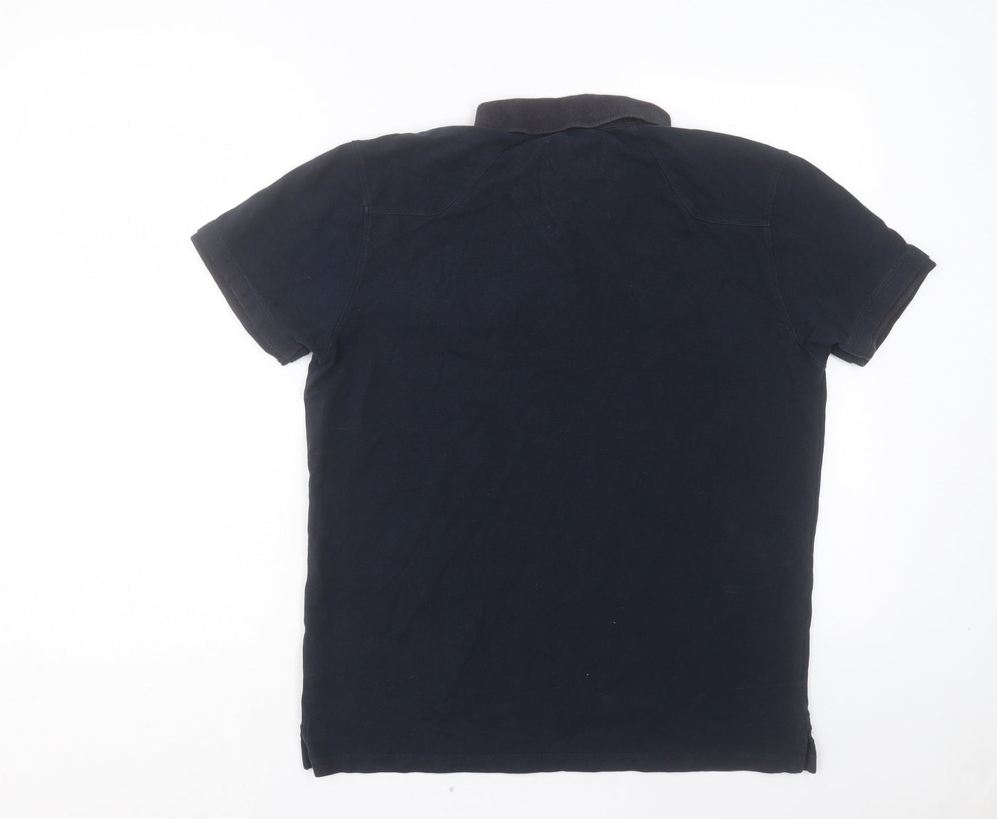 883 Police Mens Blue Cotton Polo Size S Collared Button