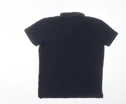 883 Police Mens Blue Cotton Polo Size S Collared Button
