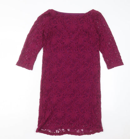 rise Womens Purple Polyester Sheath Size 12 V-Neck Snap