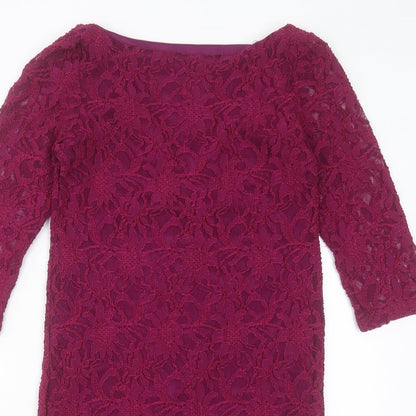 rise Womens Purple Polyester Sheath Size 12 V-Neck Snap