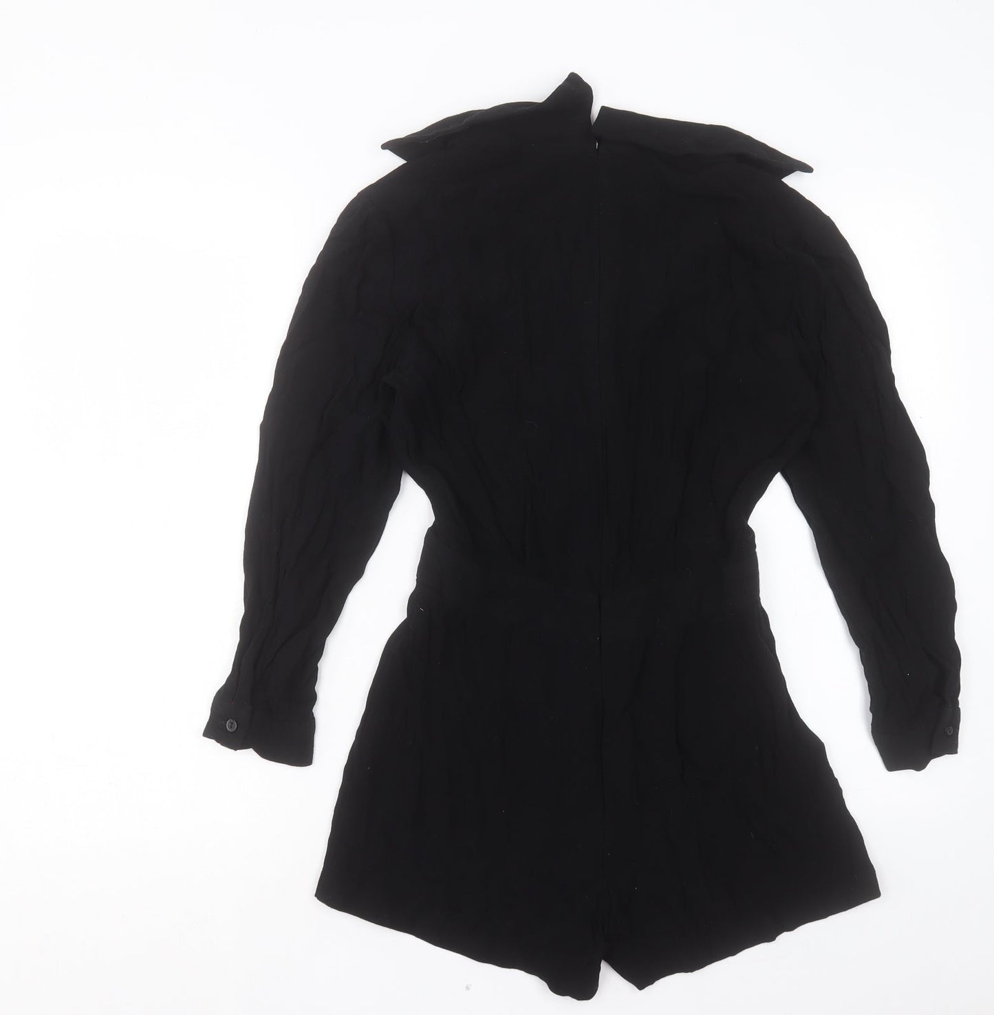 Topshop Womens Black Viscose Playsuit One-Piece Size 8 Zip