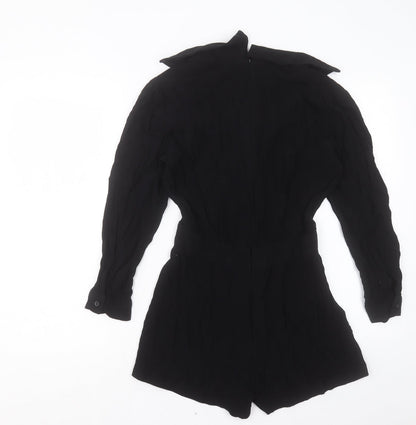 Topshop Womens Black Viscose Playsuit One-Piece Size 8 Zip