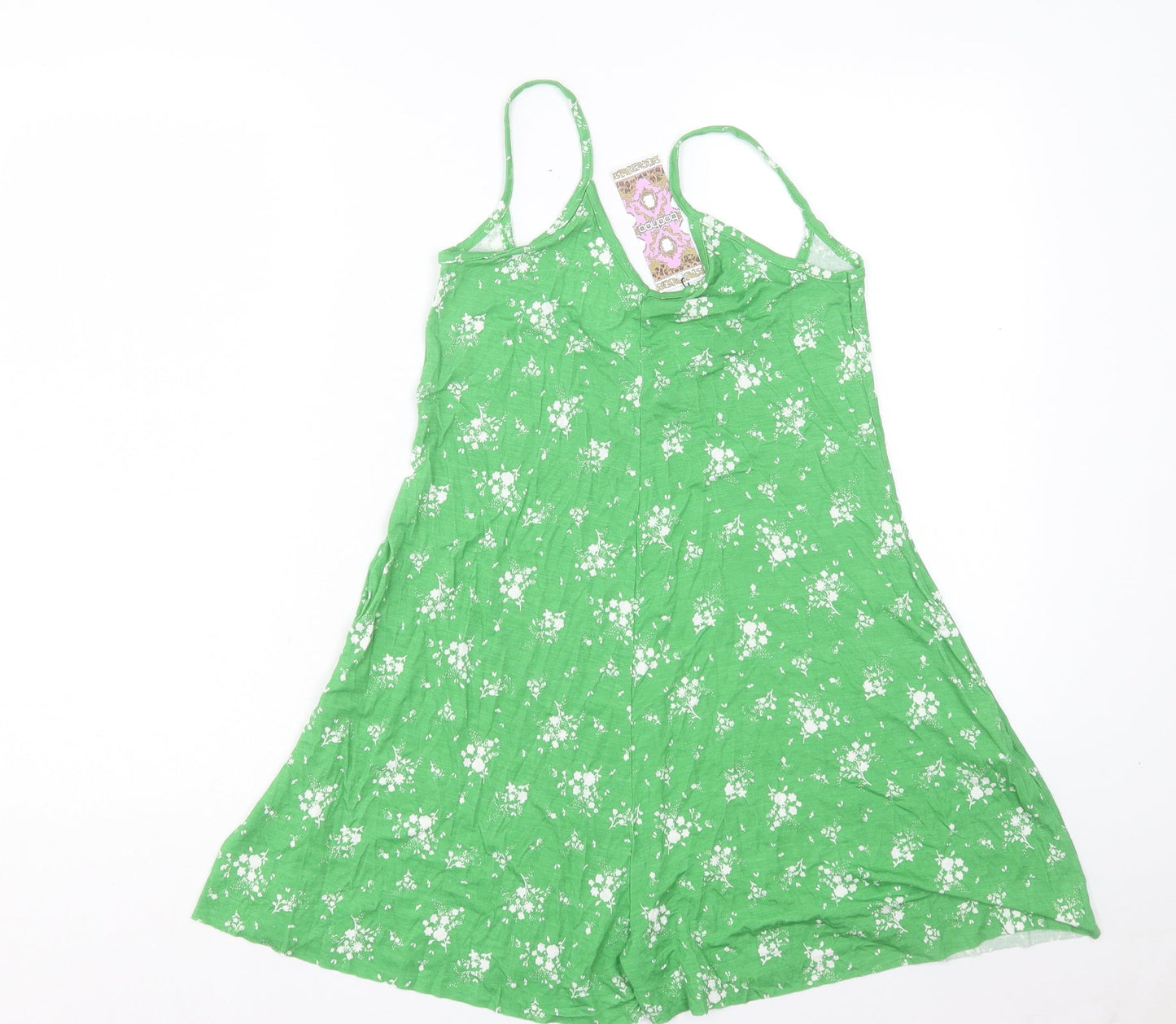 Boohoo Womens Green Floral Viscose Playsuit One-Piece Size 10 L3 in Pullover