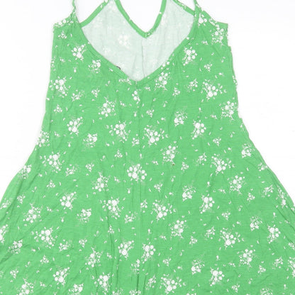 Boohoo Womens Green Floral Viscose Playsuit One-Piece Size 10 L3 in Pullover