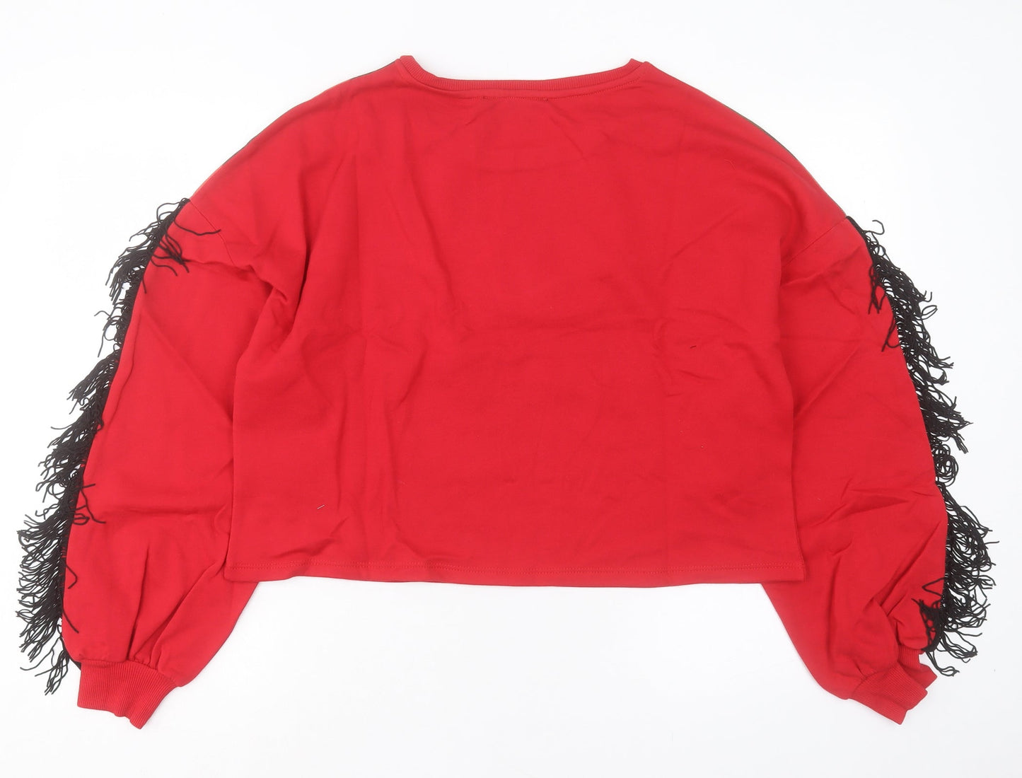 OHMYDAYS Womens Red Striped Cotton Pullover Sweatshirt Size 8 Pullover