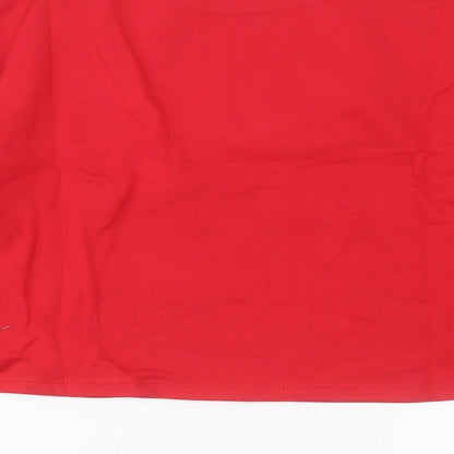 OHMYDAYS Womens Red Striped Cotton Pullover Sweatshirt Size 8 Pullover