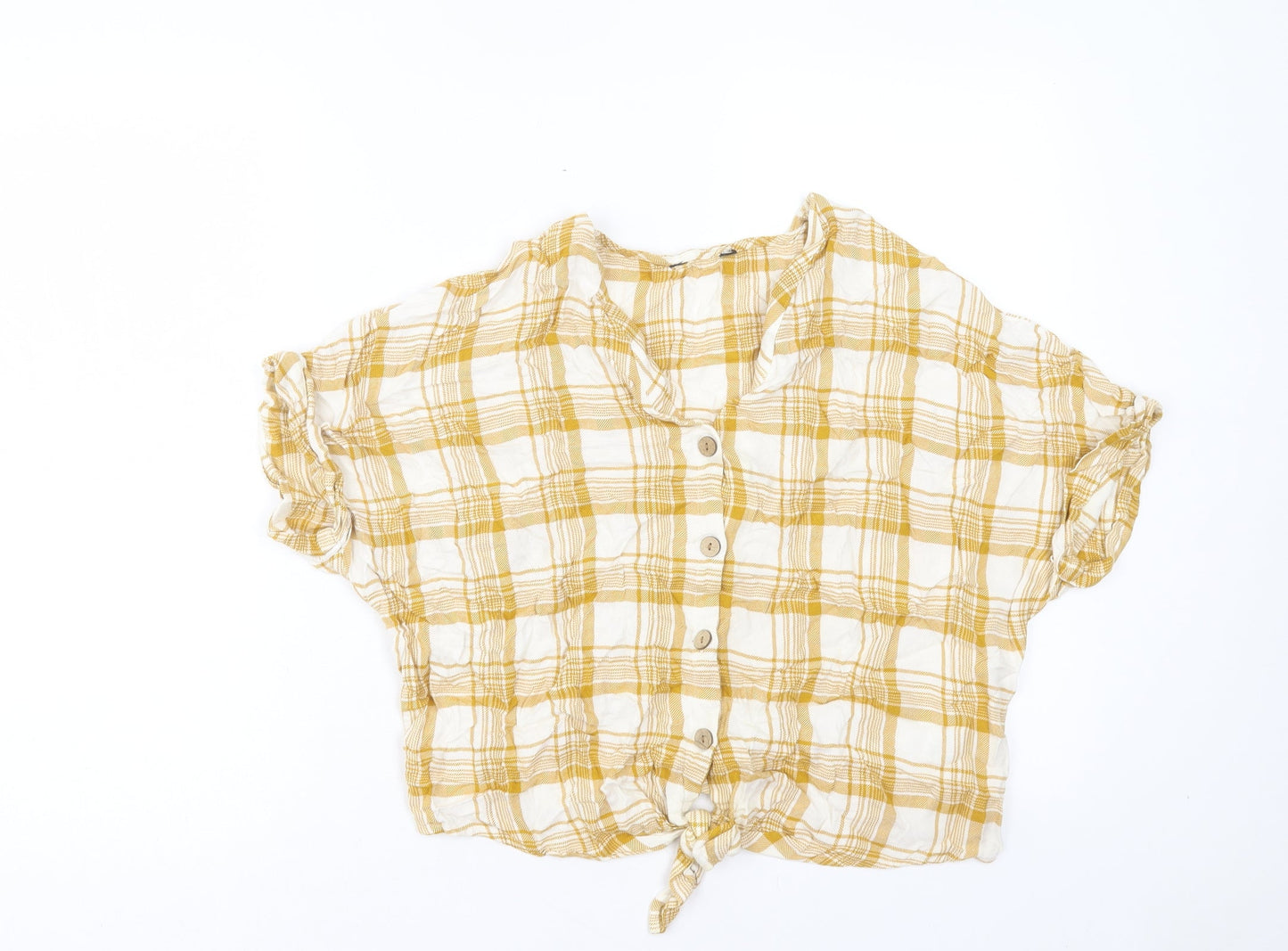 Womens UK Size 14 New Look Yellow Basic Button-Up