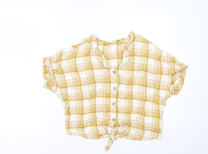Womens UK Size 14 New Look Yellow Basic Button-Up