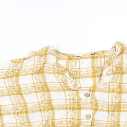 Womens UK Size 14 New Look Yellow Basic Button-Up