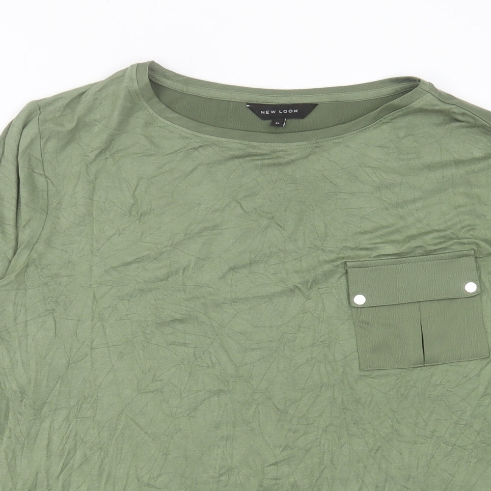 Womens UK Size 12 New Look Green Basic T-Shirt