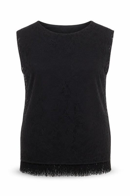 DINA DESS Womens Black Polyester Tunic Tank Size L Boat Neck