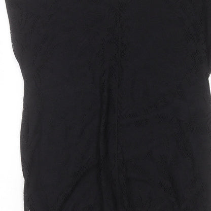DINA DESS Womens Black Polyester Tunic Tank Size L Boat Neck