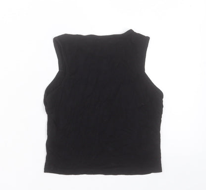 Boohoo Womens Black Viscose Basic Tank Size 8 Crew Neck