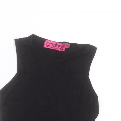 Boohoo Womens Black Viscose Basic Tank Size 8 Crew Neck