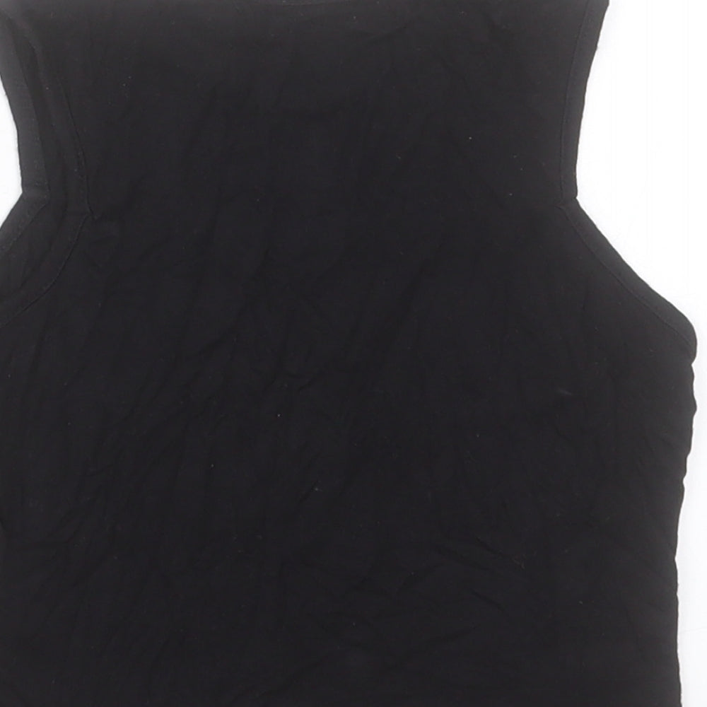 Boohoo Womens Black Viscose Basic Tank Size 8 Crew Neck