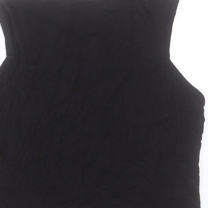 Boohoo Womens Black Viscose Basic Tank Size 8 Crew Neck